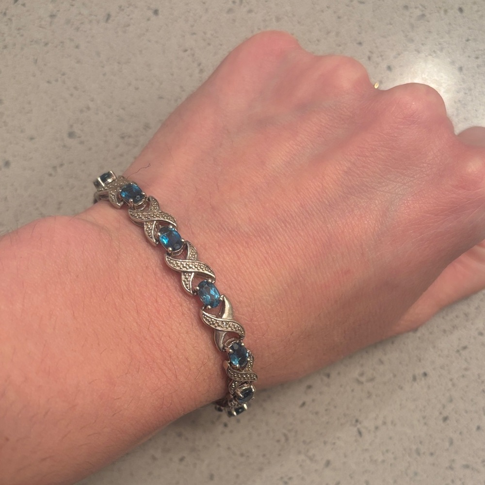 Elegant Silver and Blue Bracelet